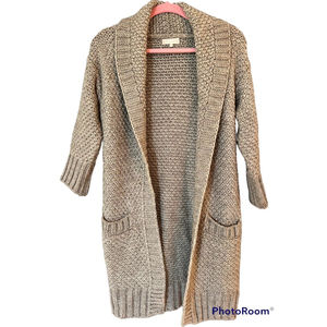 Benedetta B Long Knit Open Cardigan Sweater - Warm Wool Blend - Brown Size Small